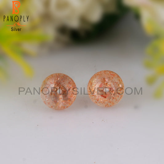 Doublet Sunstone Crystal Stud 925 Sterling Silver Earrings