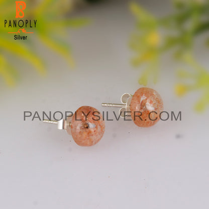Doublet Sunstone Crystal Stud 925 Sterling Silver Earrings