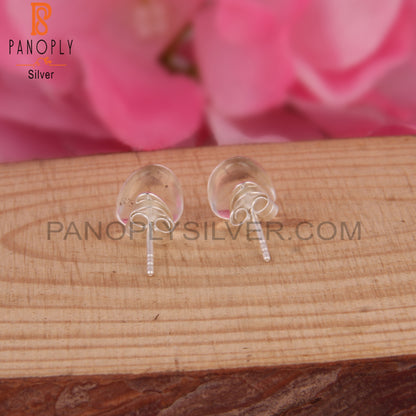 Crystal Quartz 925 Silver Stud Earrings Gift For Her