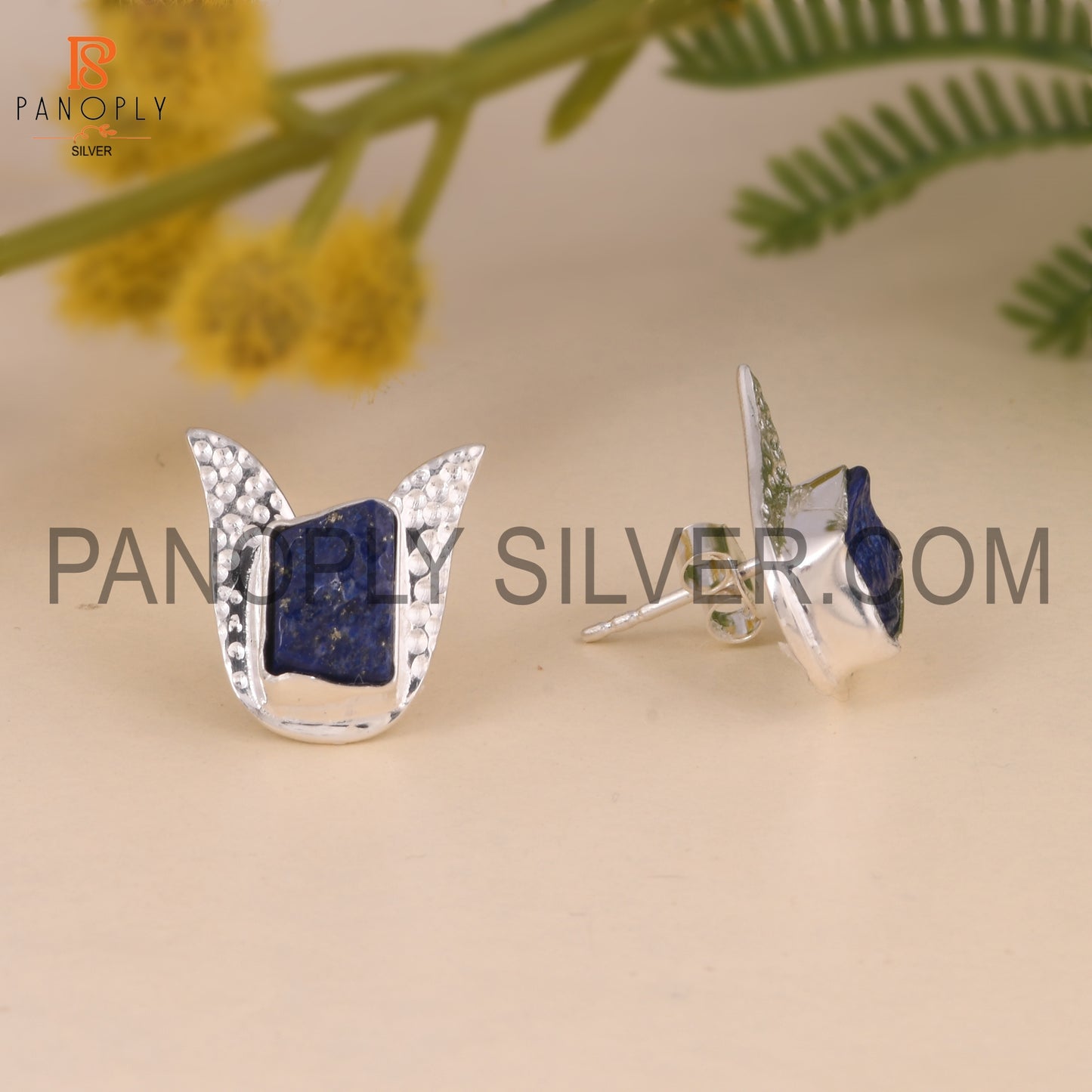 Lapis Rough 925 Sterling Silver Earrings