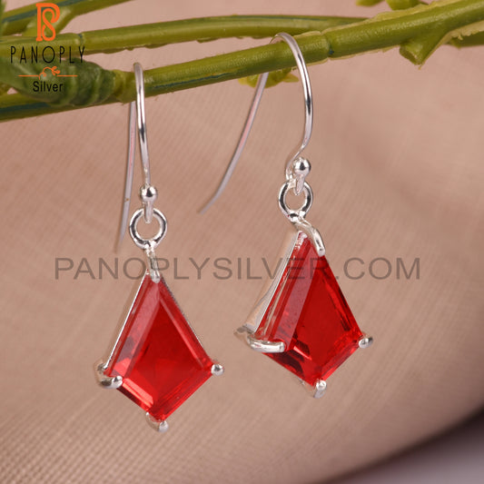 Garnet 925 Sterling Silver Kite Styles Sikver Earrings