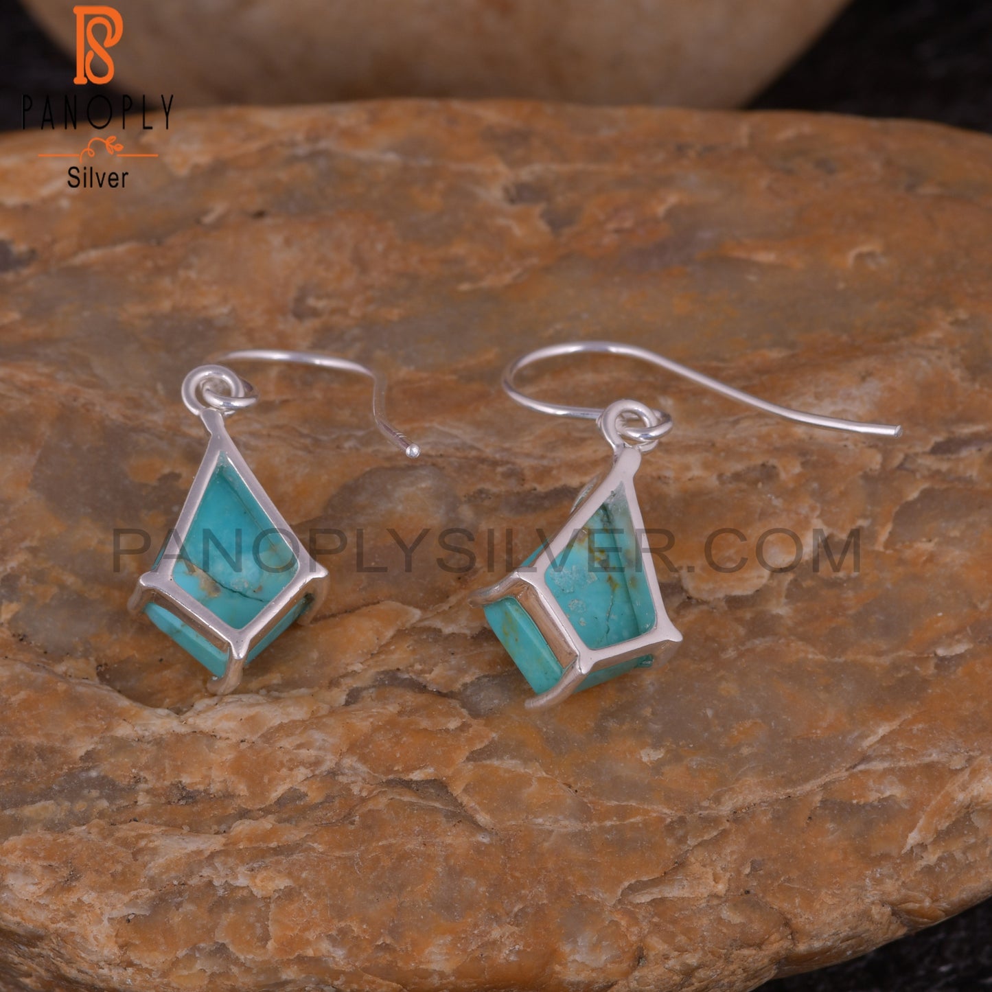 Kingman Turquoise 925 Silver Kite Style Silver Earrings