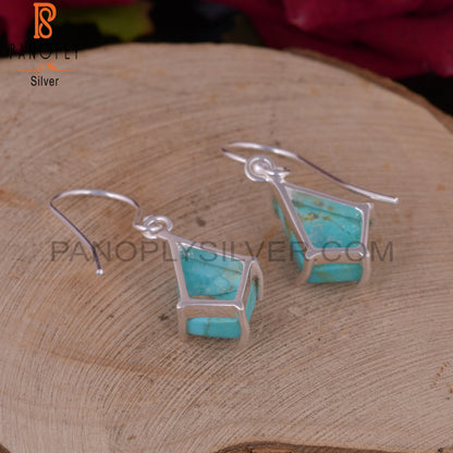 Kingman Turquoise 925 Silver Kite Style Silver Earrings