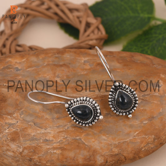 Drop Dangle Moss Agate Earrings