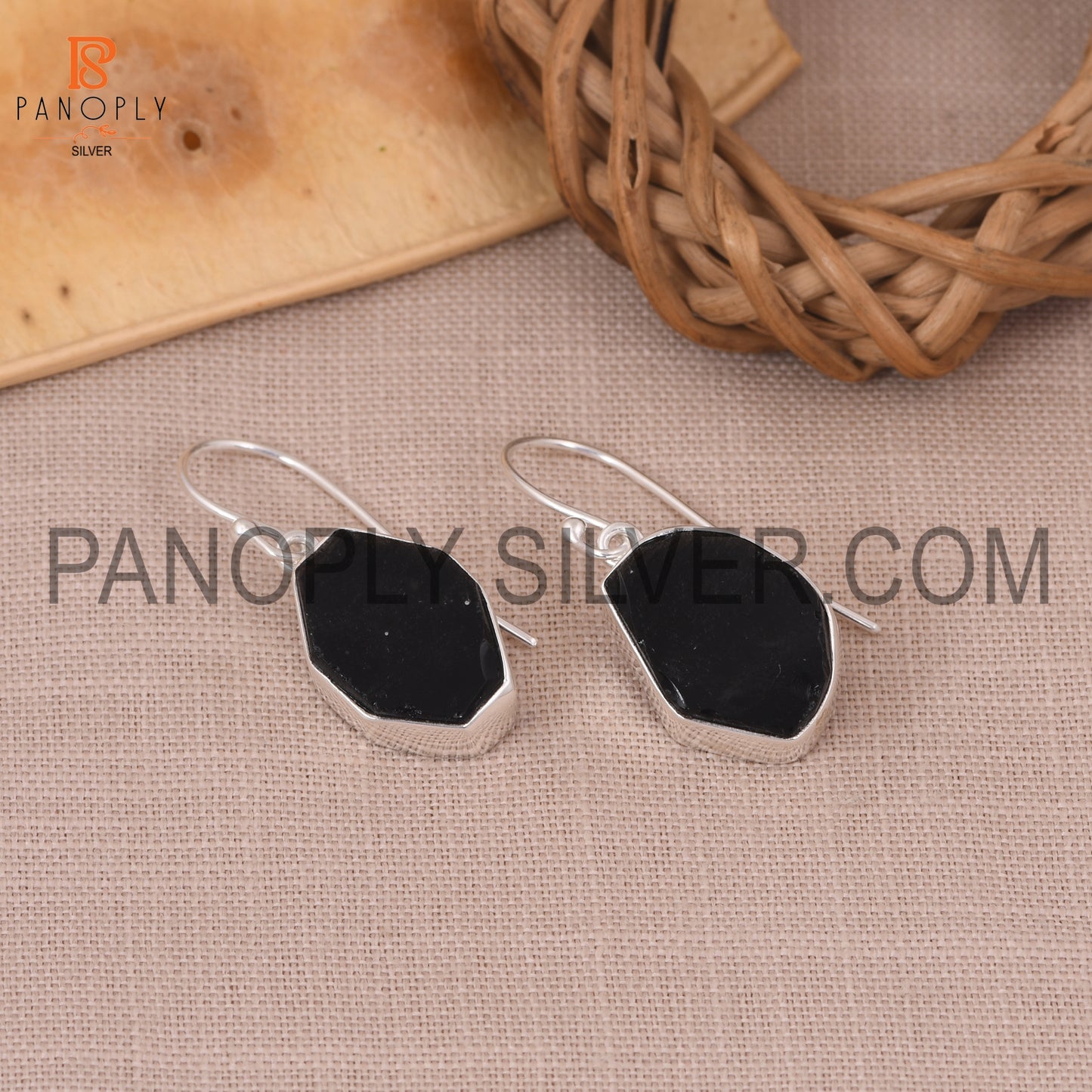 Black Obsidian Dangle Rough Black Stone Boho Earrings