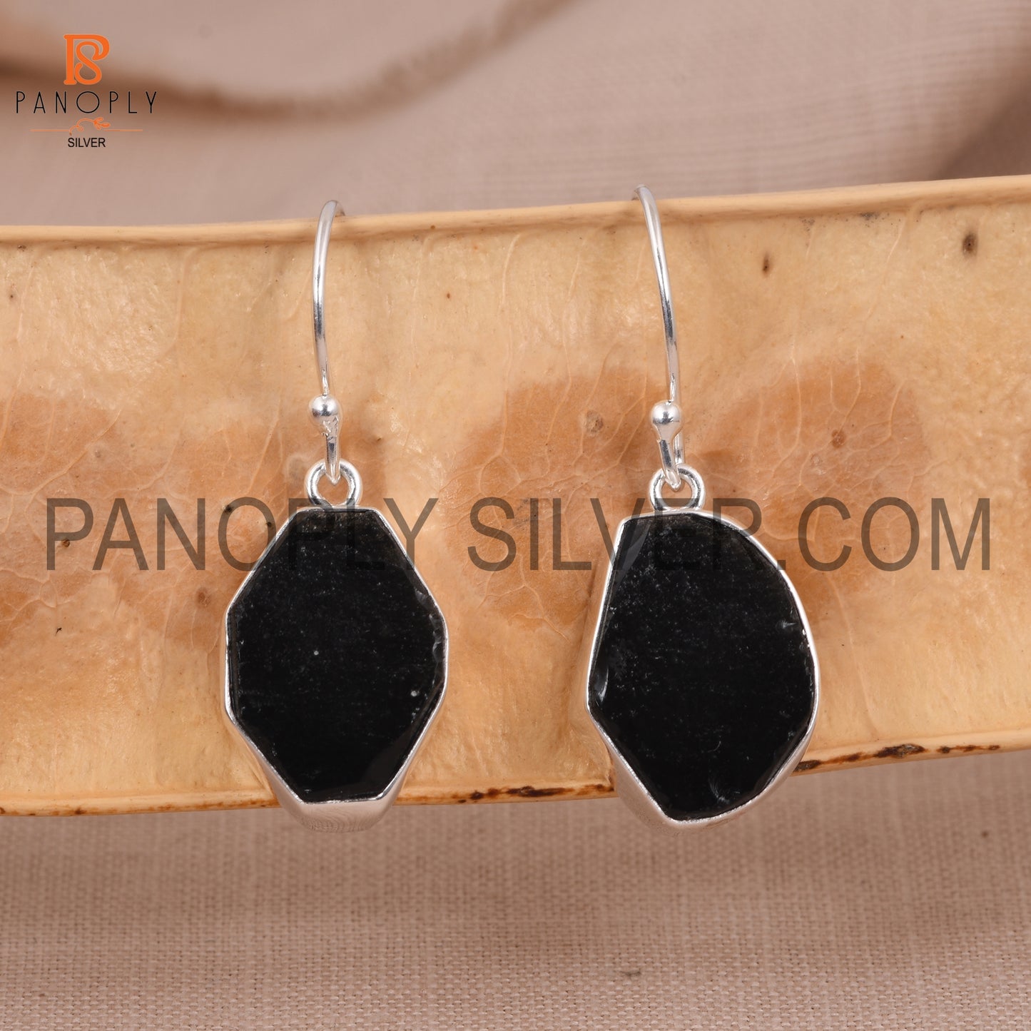 Black Obsidian Dangle Rough Black Stone Boho Earrings