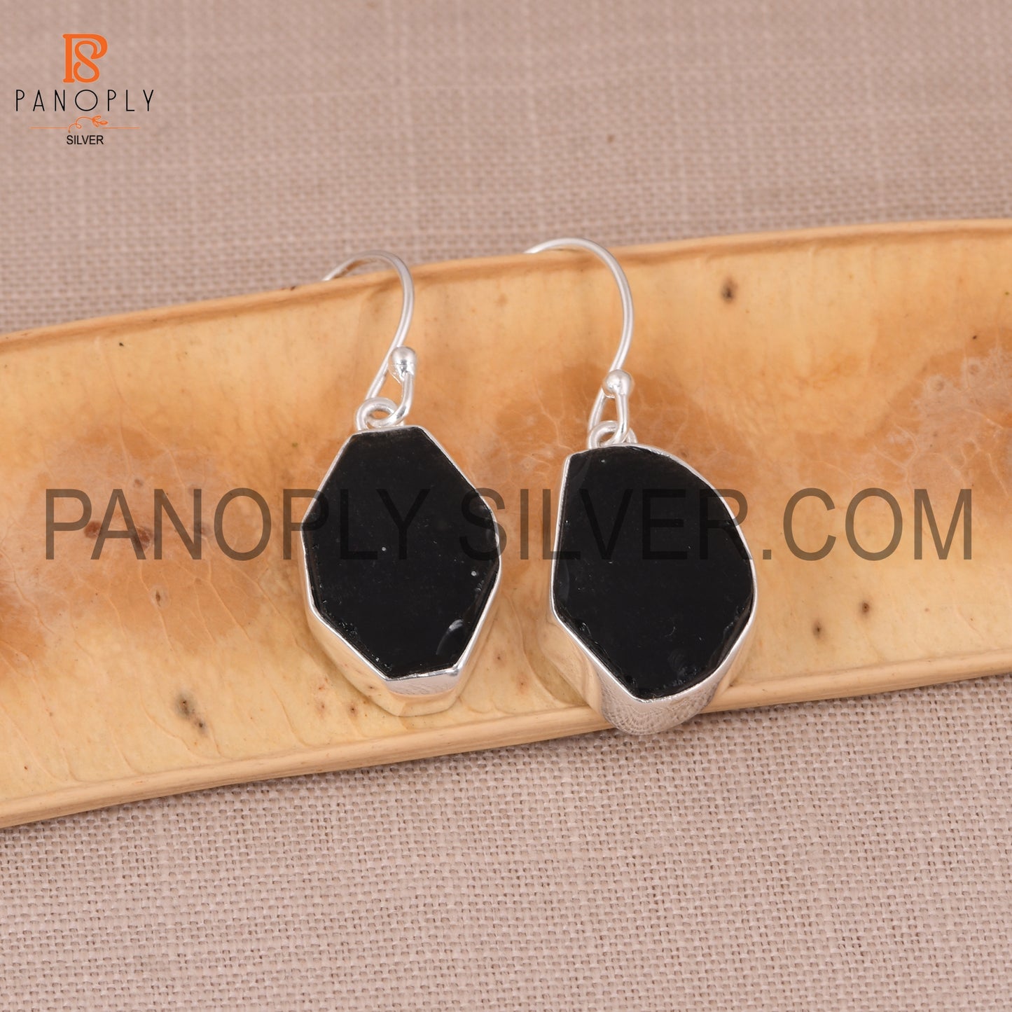 Black Obsidian Dangle Rough Black Stone Boho Earrings