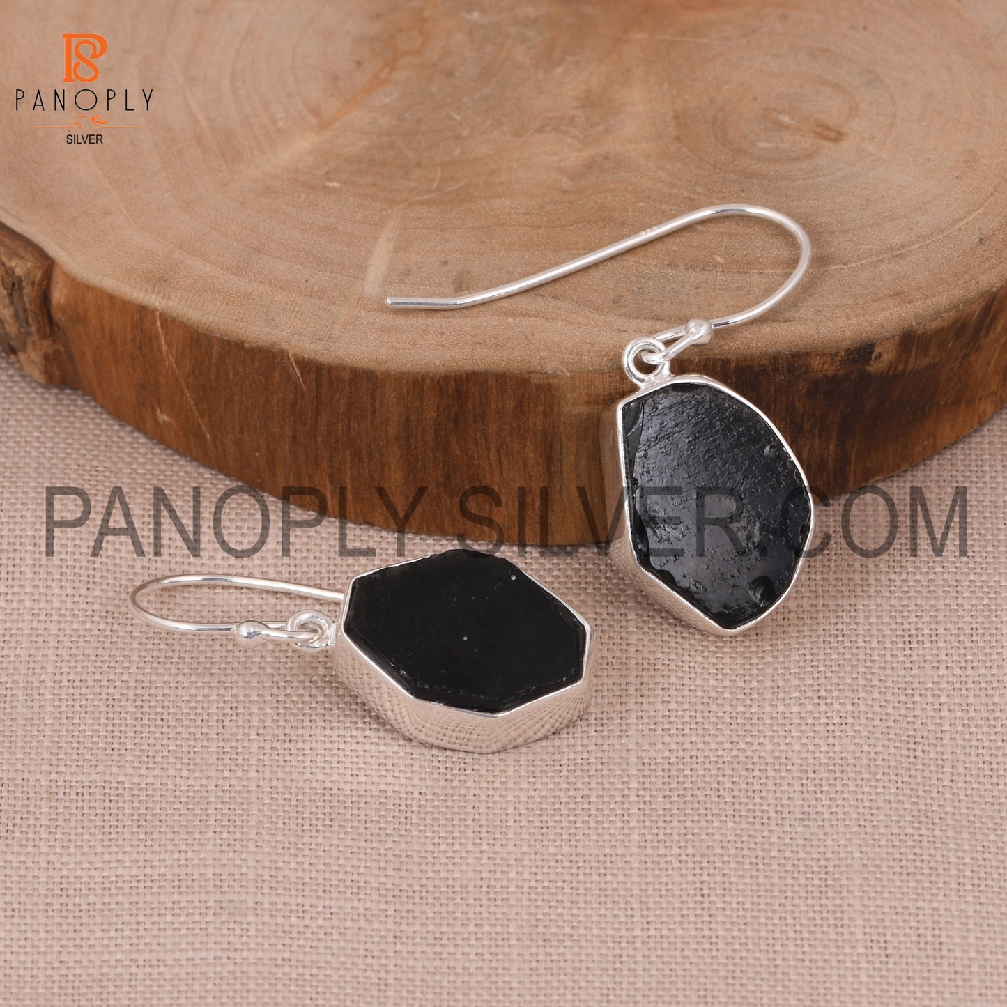Black Obsidian Dangle Rough Black Stone Boho Earrings