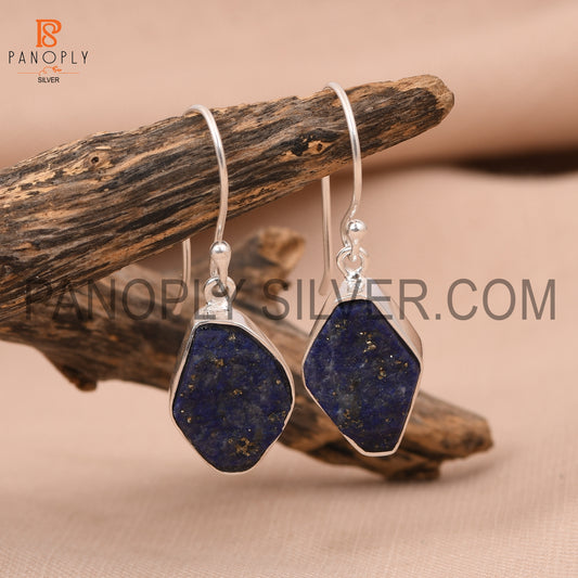 Lapis Dangle Raw Blue Gemstone Boho Earrings
