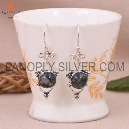 Moss Agate 925 Silver Green Stone Filigree Earrings