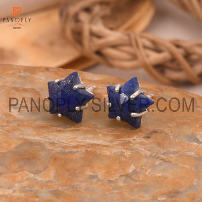 Lapis Lazuli 925 Quality Silver Blue Star Stud Earring