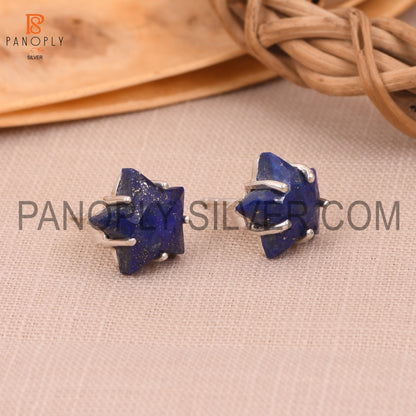 Lapis Lazuli 925 Quality Silver Blue Star Stud Earring