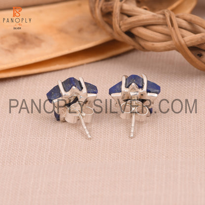 Lapis Lazuli 925 Quality Silver Blue Star Stud Earring