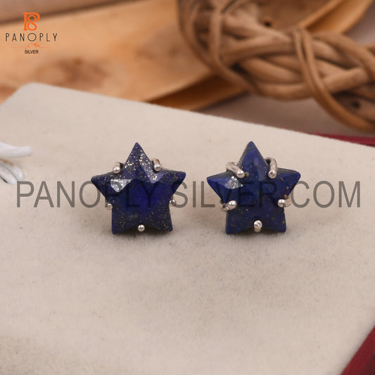 Lapis Lazuli 925 Quality Silver Blue Star Stud Earring