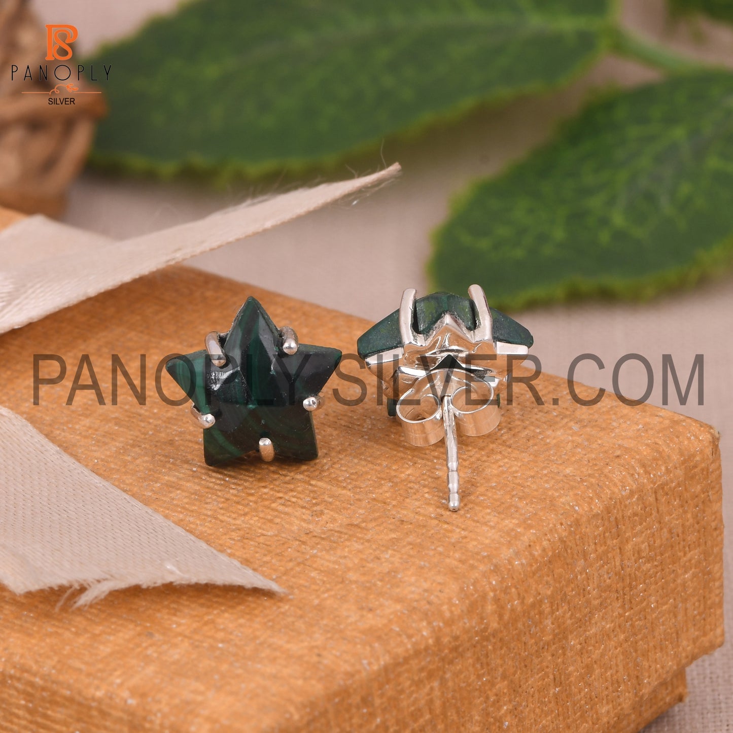 Malachite  925 Quality Silver Star Stud Women Day Gift Earring