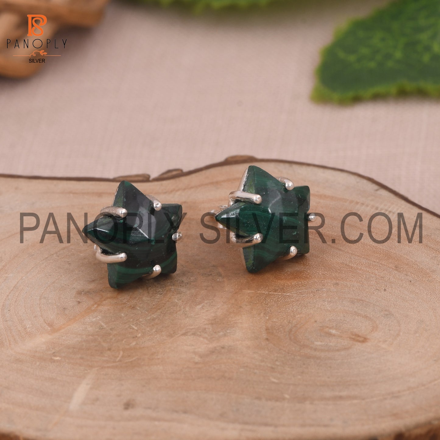 Malachite  925 Quality Silver Star Stud Women Day Gift Earring