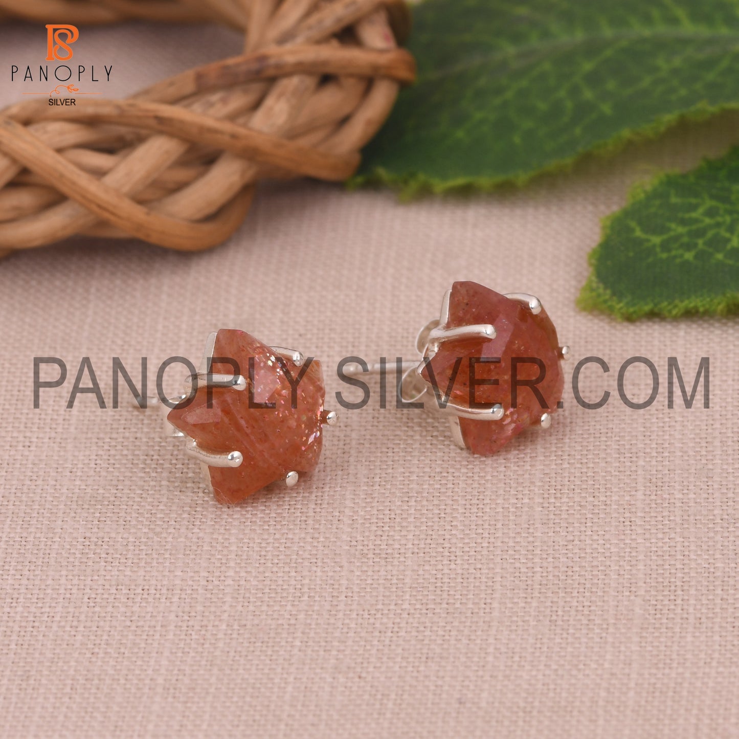 Sun Stone Natural 925 Silver Star Tiny Celestial Stud