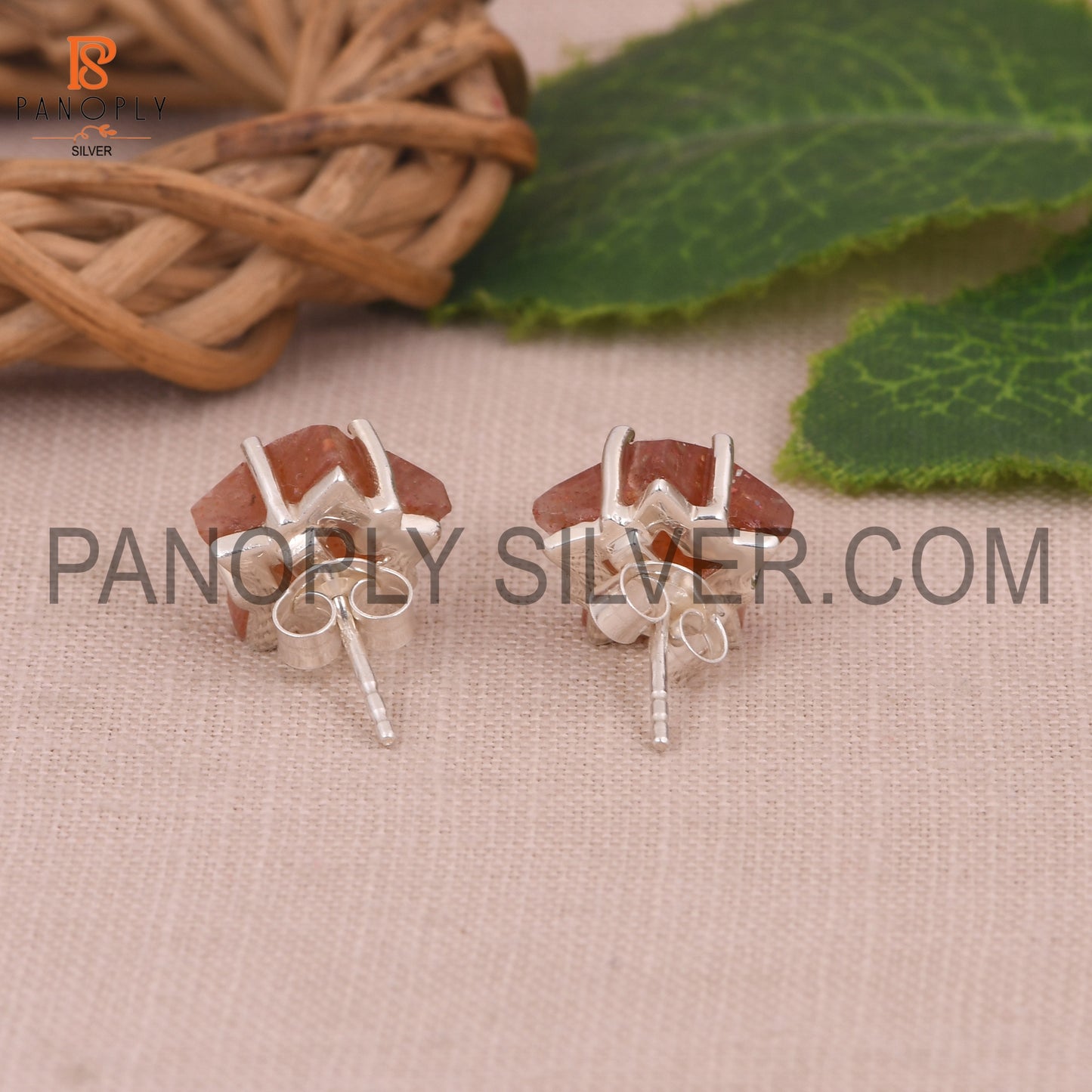 Sun Stone Natural 925 Silver Star Tiny Celestial Stud