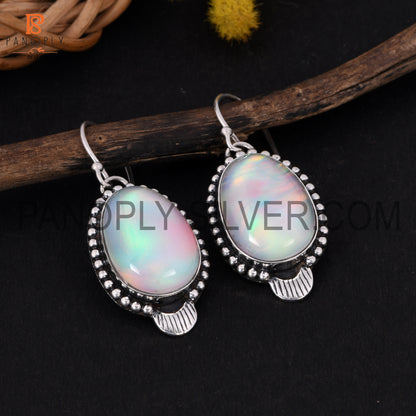 Aurora Opal 925 Sterling Silver Fish Hook Earrings