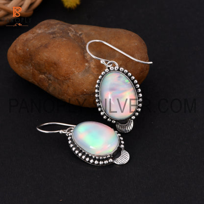 Aurora Opal 925 Sterling Silver Fish Hook Earrings