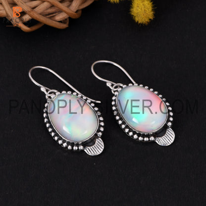 Aurora Opal 925 Sterling Silver Fish Hook Earrings