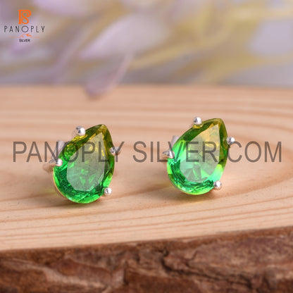 Bio Chrome Diopside Doublet 925Quality Pear Earrings