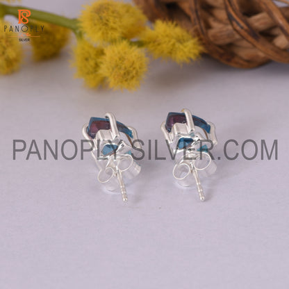 925 Silver Stud With Bio Alexandrite Pear Cut Earrings