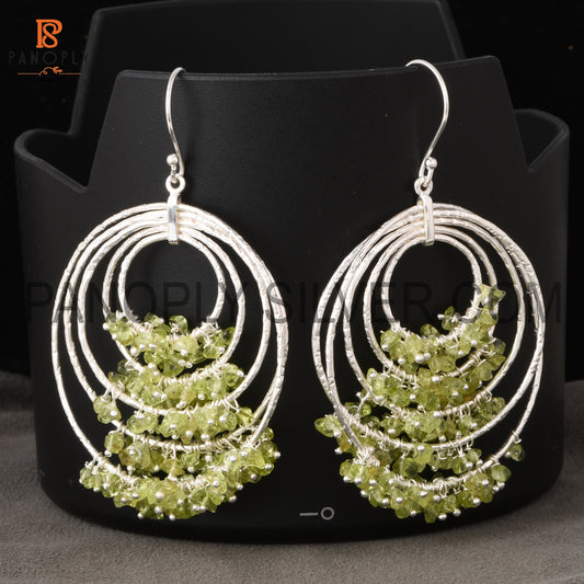 Peridot Five Layer Round Hoop Wedding Earrings