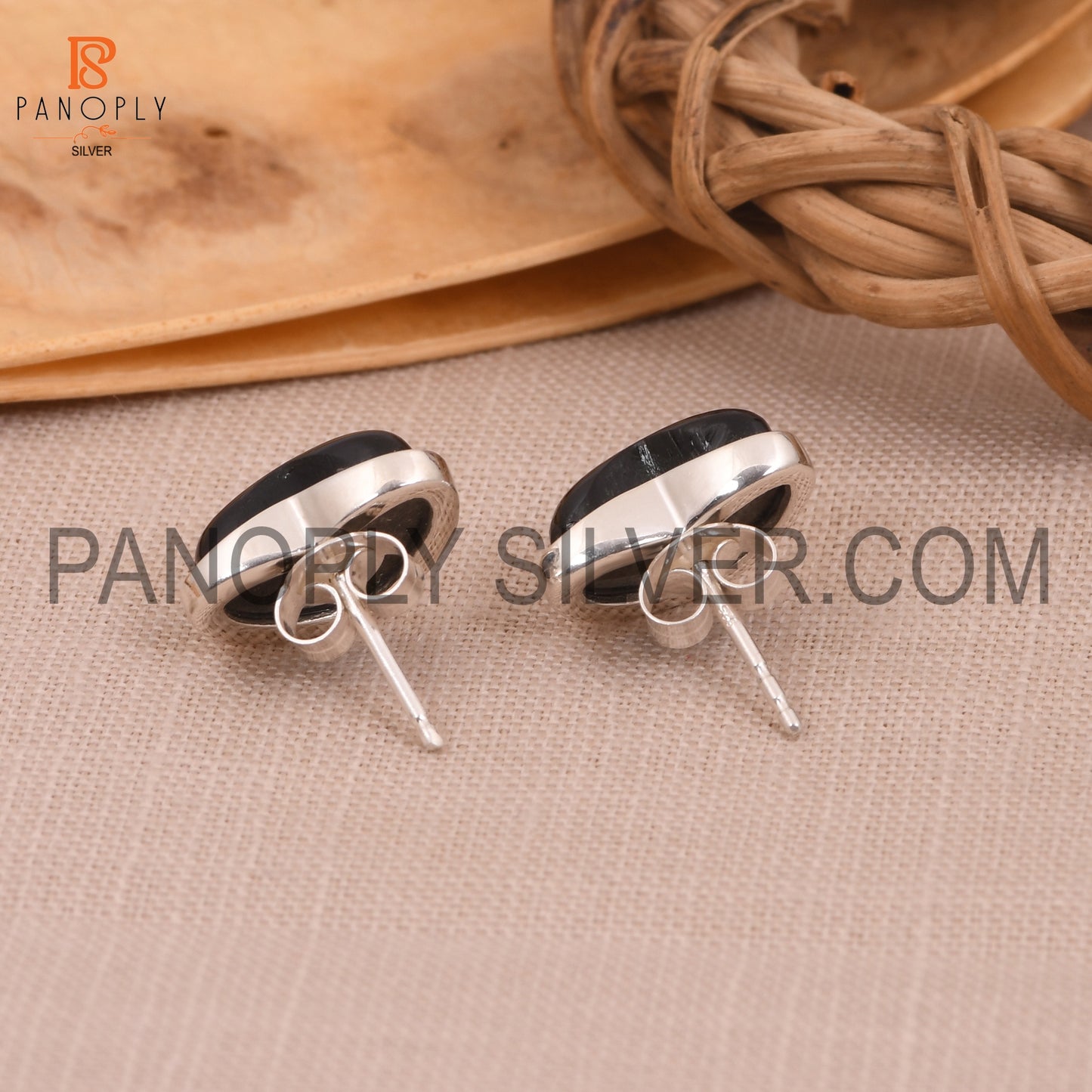 Gold Sheen Obsidian 925 Silver Wide Heart Stud Earrings