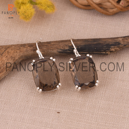 Beautiful Brown Smoky 925 Quality Silver Earrings