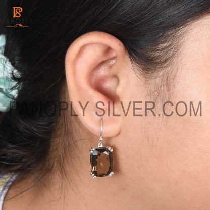 Beautiful Brown Smoky 925 Quality Silver Earrings
