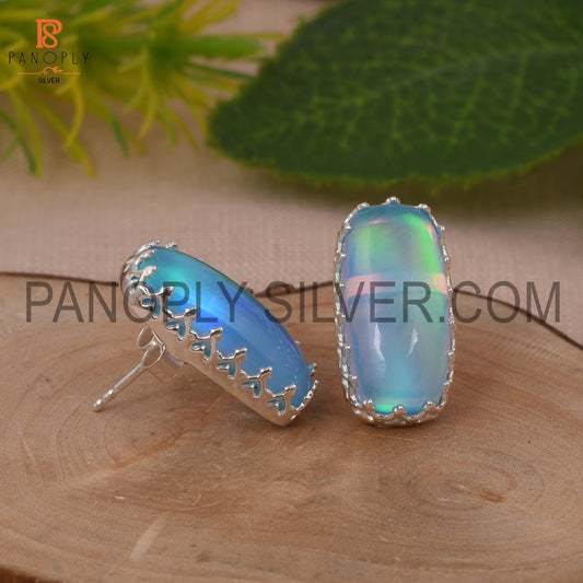 Beautiful Cabushion Cushion Aurora Opal Sky Studs For Women