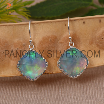 Cushion Cut Aurora Opal Sky Gemstone Earrings For Women