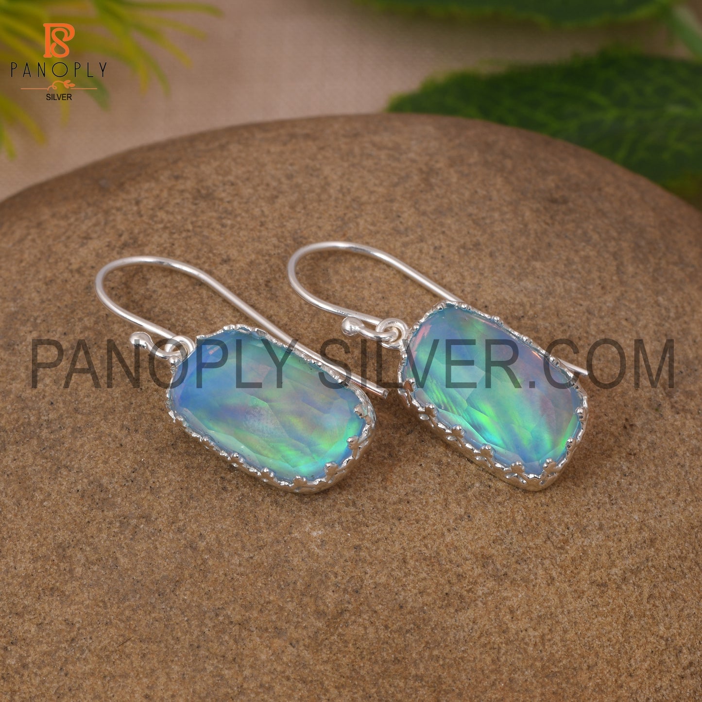 Aurora Opal Sky Gemstone Dangle Earrings Gift For Mother