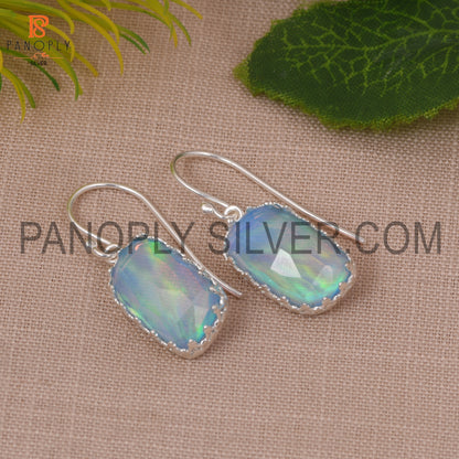 Aurora Opal Sky Gemstone Dangle Earrings Gift For Mother
