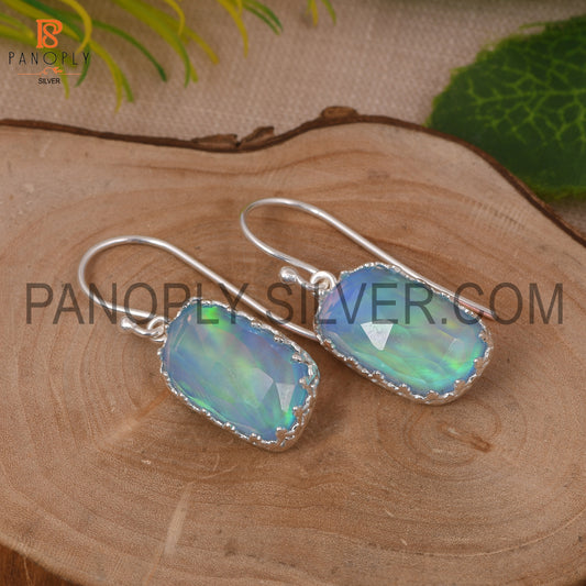 Aurora Opal Sky Gemstone Dangle Earrings Gift For Mother