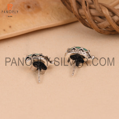 Oxidized Kingman Turquoise Studs Marquise Shape Earrings