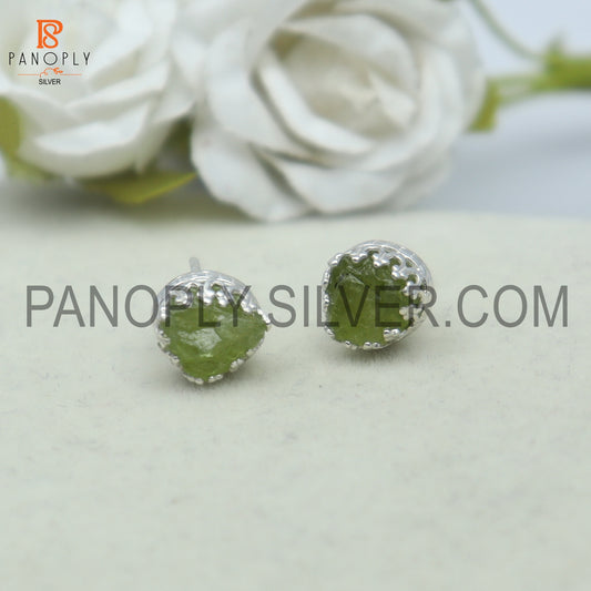 Peridot Stud 925 Silver August Birthstone Stud Earrings