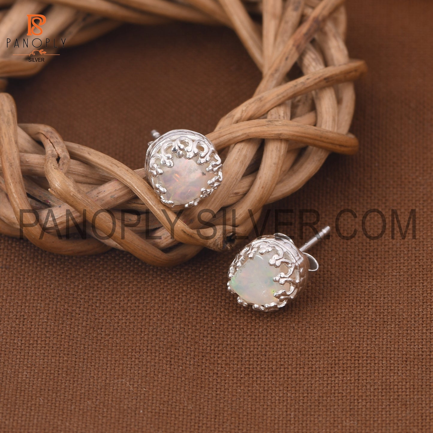 Ethiopian Opal Stud 925 Silver Earrings for Girls