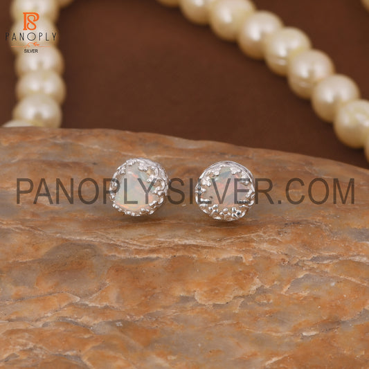Ethiopian Opal Stud 925 Silver Earrings for Girls