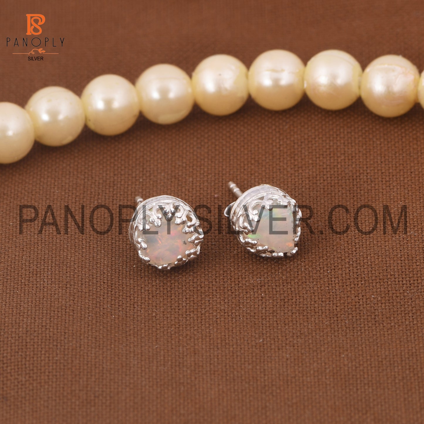 Ethiopian Opal Stud 925 Silver Earrings for Girls