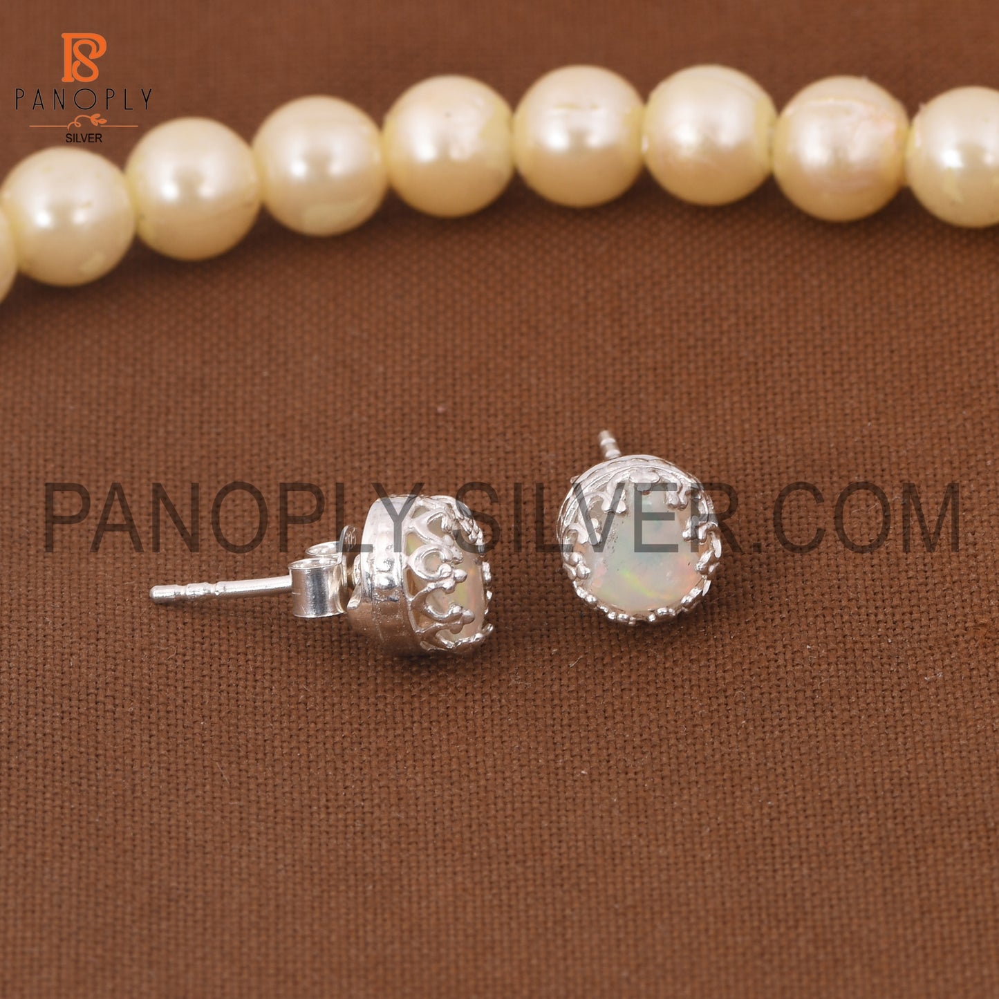 Ethiopian Opal Stud 925 Silver Earrings for Girls
