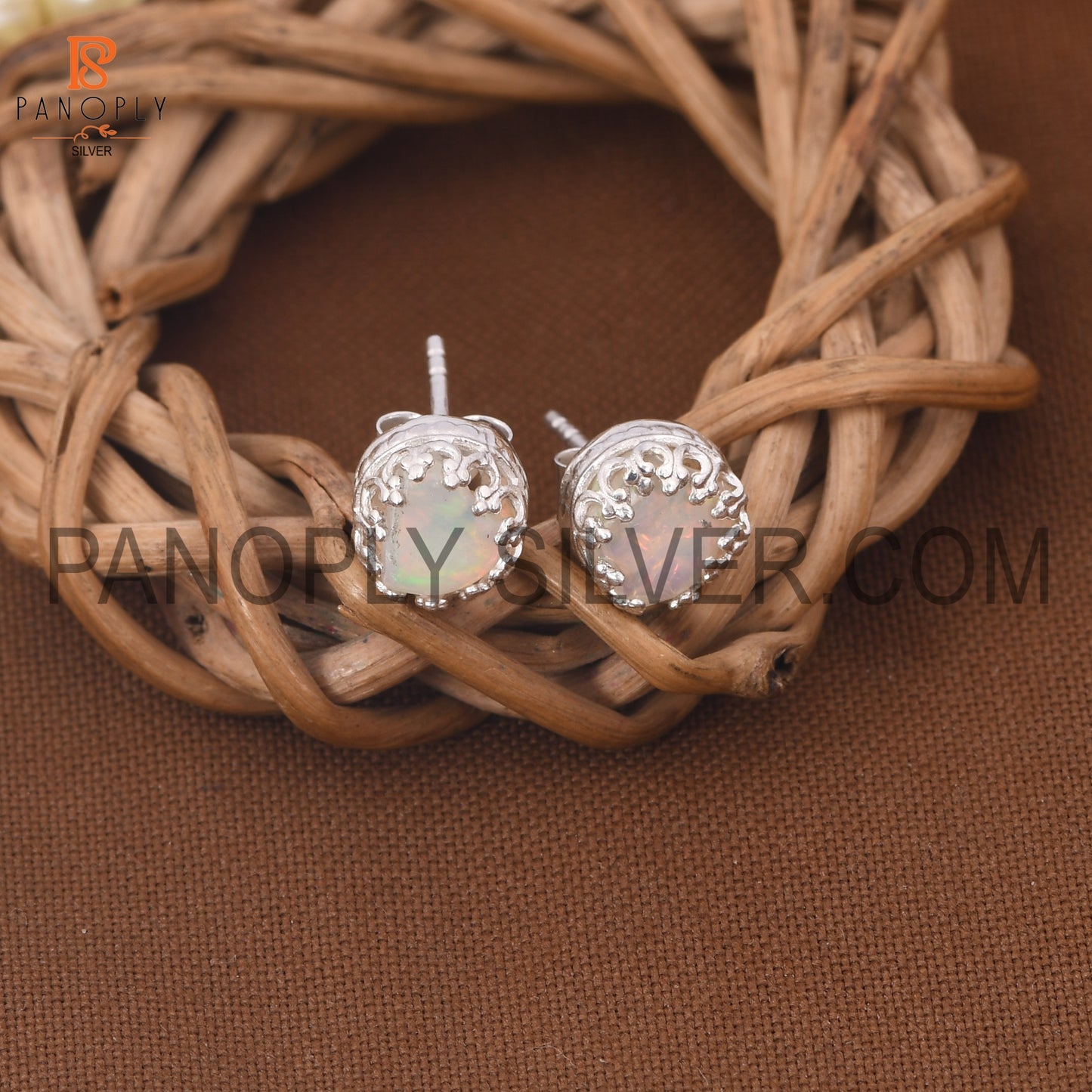 Ethiopian Opal Stud 925 Silver Earrings for Girls