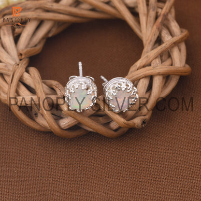Ethiopian Opal Stud 925 Silver Earrings for Girls