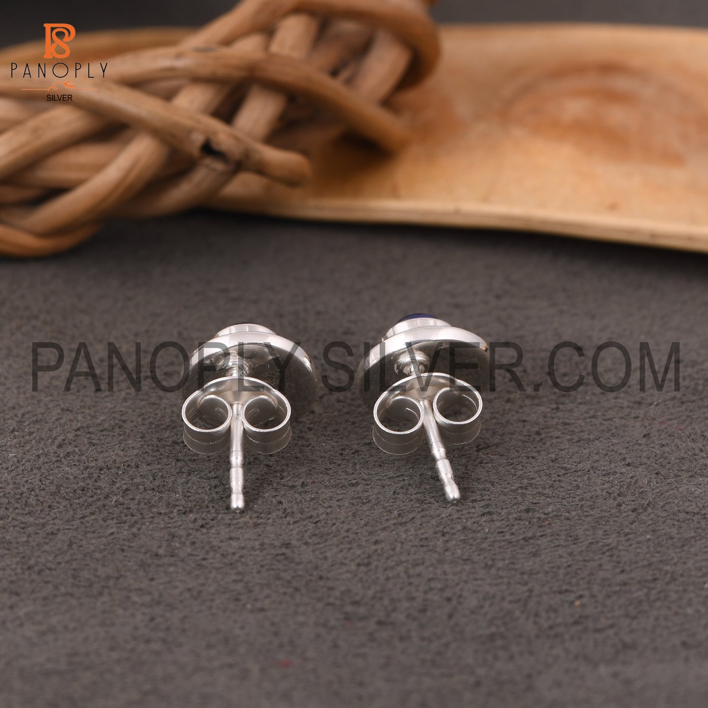 Lapis 925 Silver Plated Push Back Handmade Earring
