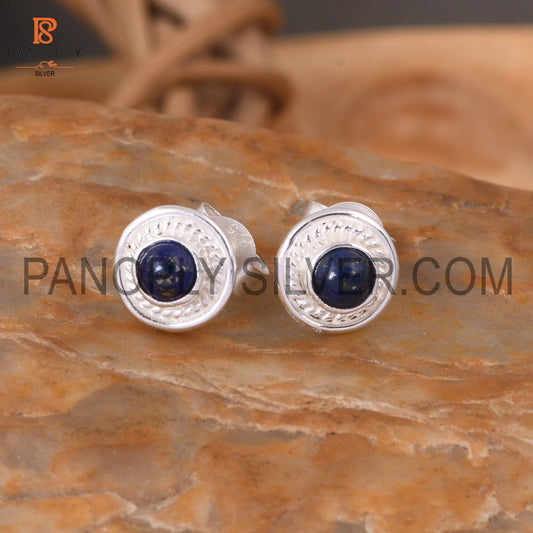 Lapis 925 Silver Plated Push Back Handmade Earring