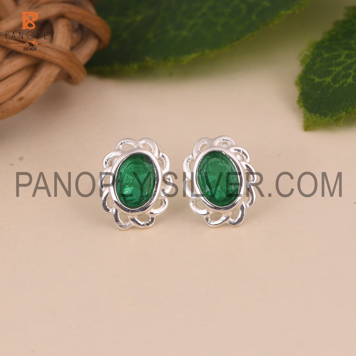 Oval Sterling Silver Stud Daily Wear Floral Earring