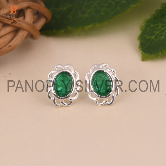 Oval Sterling Silver Stud Daily Wear Floral Earring