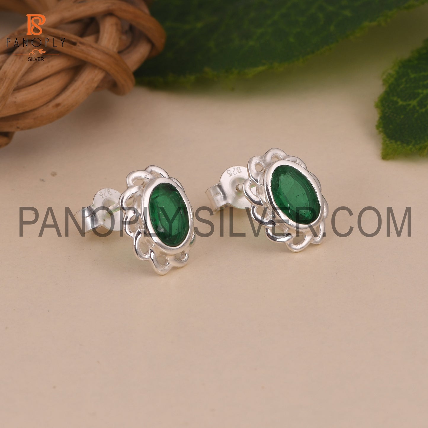 Oval Sterling Silver Stud Daily Wear Floral Earring