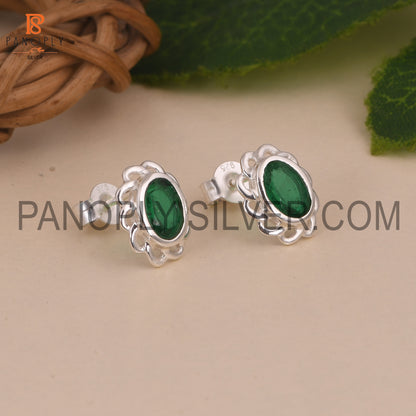 Oval Sterling Silver Stud Daily Wear Floral Earring